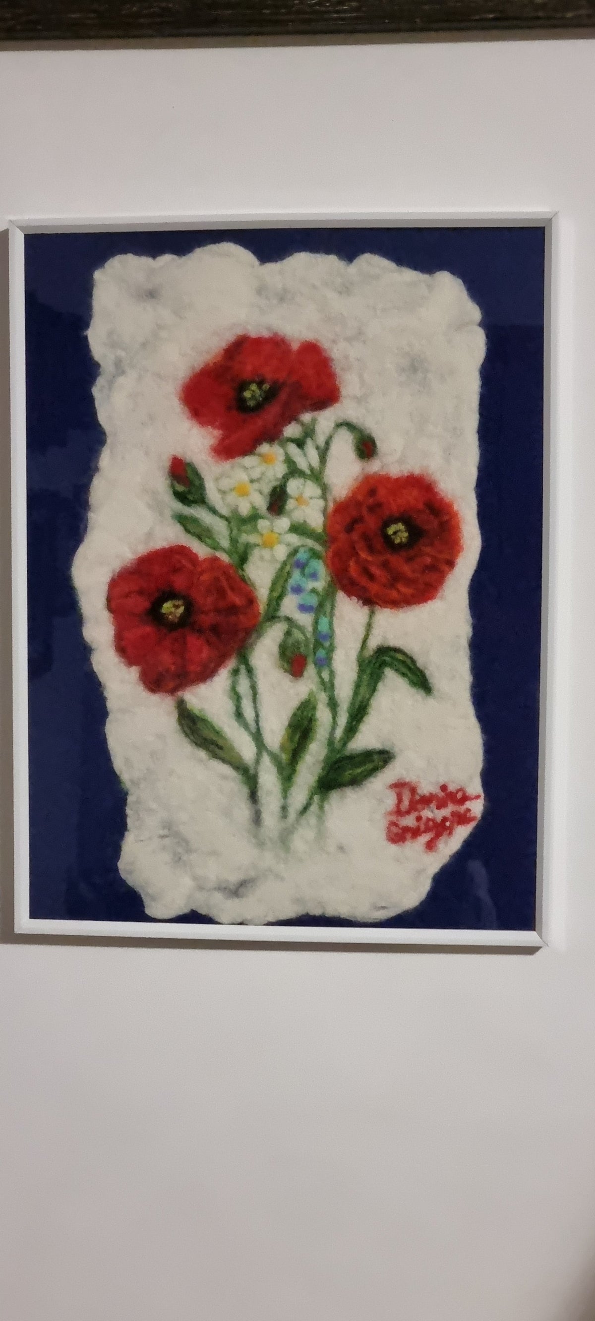 Maci Roșii — Tablou din lână împâslită, 40×30 cm